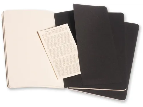 Schrift Moleskine 130x210mm blanco 160 pagina's 70gr zwart set à 3 st