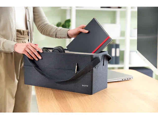 Leitz Hot Desking Stoffen opbergtas Fluweel Grijs 46,5x21x20cm