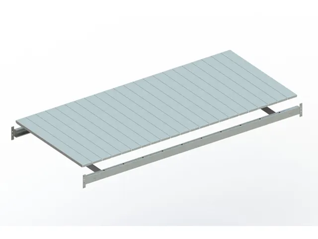 legbord van plaatstaal,v. breedvakstelling,BxD 2200x1050mm,vakl. 600kg