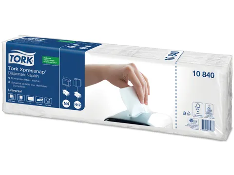 Tork Universal Xpressnap Servetten 10840 1-Laags Wit 1/4 vouw 22x33cm