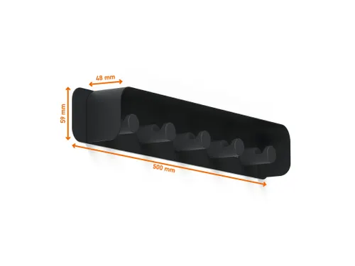 Wandkapstok DURASTORE 5 haken aluminum zwart 50cm