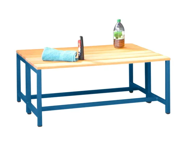 banc double,LxP 1000x740mm,barrettes en bois hêtre,piètement RAL5010