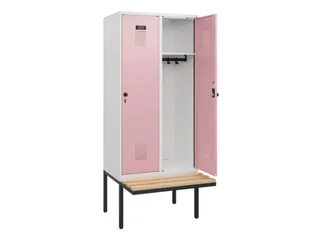 locker met bank,HxBxD 1950x800x815mm,2vak,vak B 400mm,draaigrendel - 1