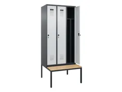 locker met bank,voor scheiding van kleding,HxBxD 2120x900x815mm,3vak