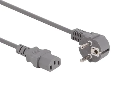 Voedingskabel Grijs CEE 7/7 90° + C13 L=3.0m, 3G1.0mm²