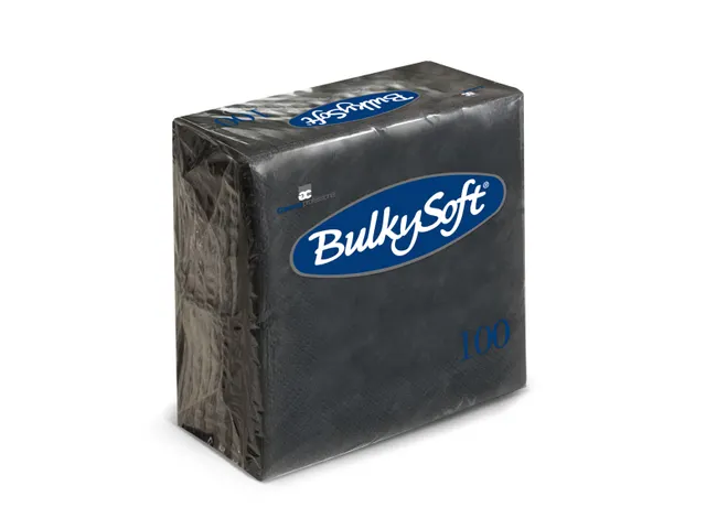 BulkySoft Servetten Zwart 24x24cm 1/4 vouw 2-laags cellulose 2000 stuk