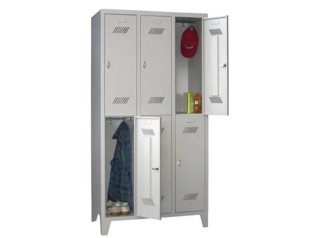 Garderobekast HxBxD 1850x930x500mm 3x2 Vakken Klink Poten Ral7035