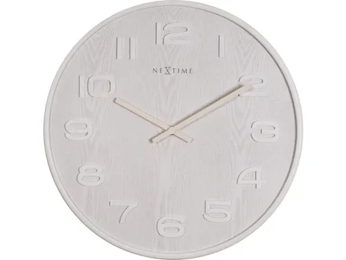 Wandklok Nextime dia. 53 x 3 cm, hout, wit, 'Wood Wood Big'