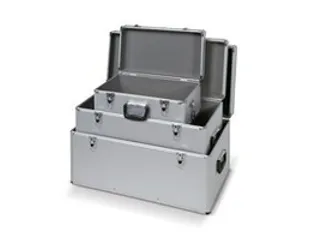 Set aluminium transportboxen,25/65/100l,zilverkleurig - 2