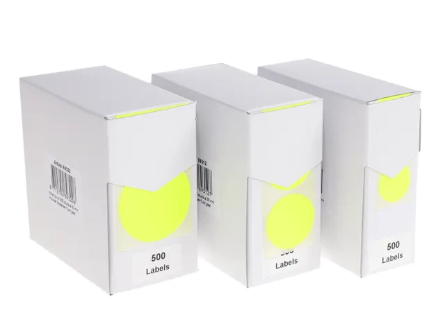 Etiquette sur rouleau 25mm jaune fluo + dévidoir 500 pièces
