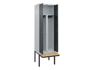 PBM-locker met bank,HxBxD 2120x600x815mm,2vak,vak B 300mm,cil.-slot - 2