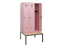 locker met bank,HxBxD 1950x900x815mm,3vak,vak B 300mm,draaigrendel
