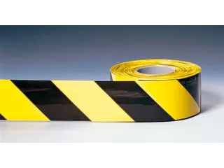 Afzetlint Pe L 500 M B 80 Mm Bedrukt Geel/zwart Gestreept - 2