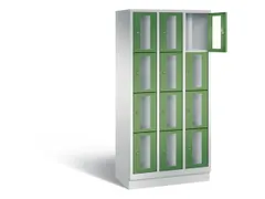 Lockerkast 1800x900x500mm 3x4 vakken Cilinderslot, Sokkel, RAL6011