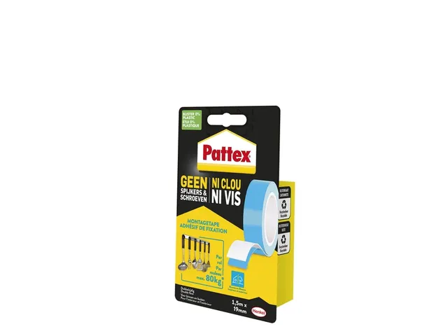 Plakband Pattex Supermontage 20kg tot 80kg 19mmx1.5m
