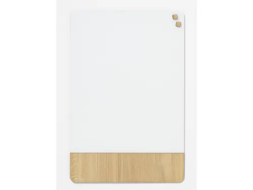 Glasmagneetbord Naga 60x80cm wit/eiken afgeronde hoeken