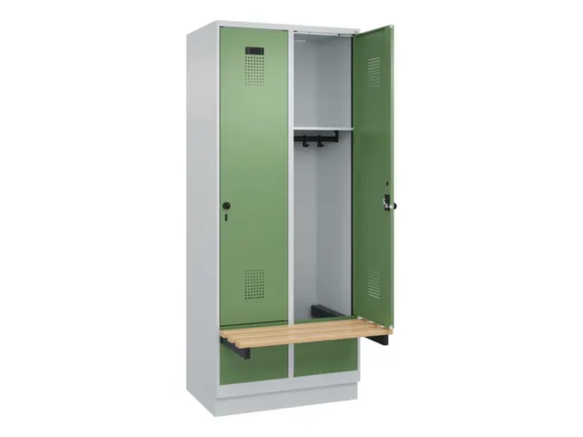 locker met bank,HxBxD 1950x800x815mm,2vak,vak B 400mm,draaigrendel