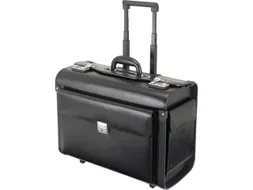 Pilotenkoffer Alassio SILVANA. Zwart leer.