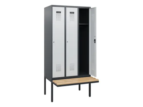locker met bank,HxBxD 1950x900x815mm,3vak,vak B 300mm,cilinderslot