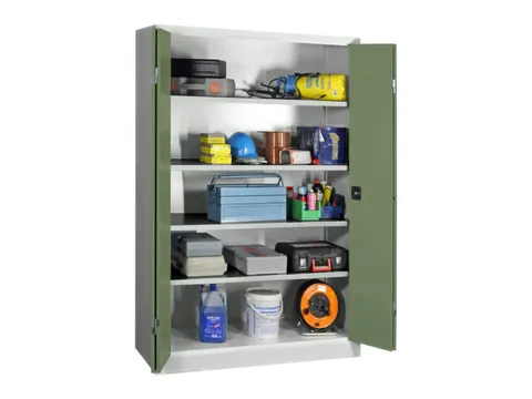 Ruime Vouwdeurkast 1950x1200x600mm 4legborden Ral7035 Front Ral6011