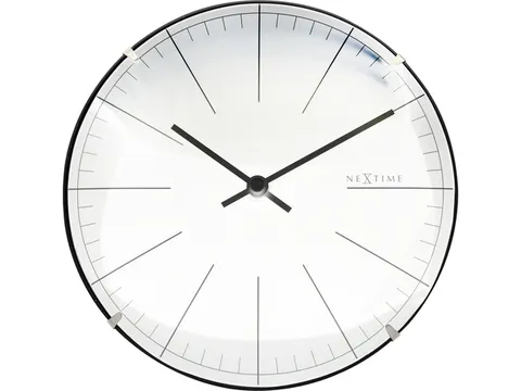 Wandklok NeXtime Big Stripe Ø20cm glas wit streepaanduiding