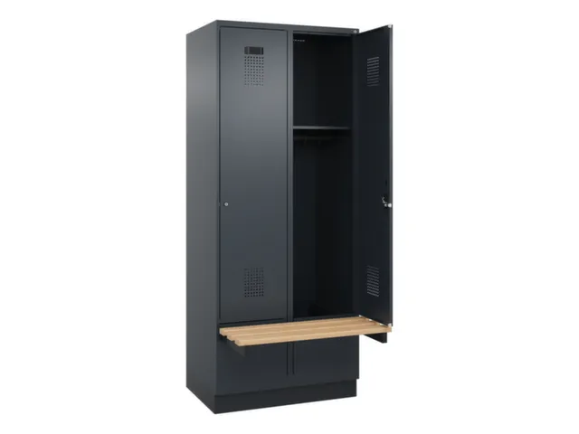 locker met bank,HxBxD 1950x800x815mm,2vak,vak B 400mm,cilinderslot