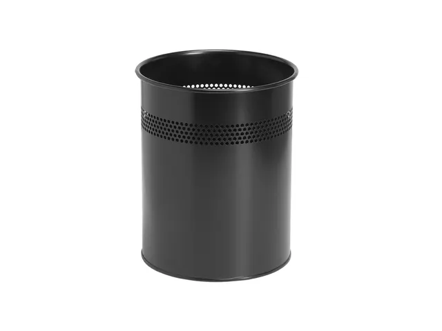 Papierbak BRASQ 15 liter zwart metaal rond
