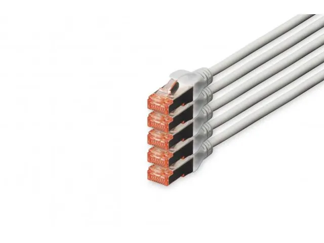 CAT 6 S-FTP patchkabel Cu LSZH AWG 27/7 Lengte 10m 5 stuks Grijs