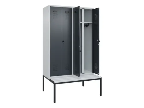 locker met bank,voor scheiding van kleding,HxBxD 2120x1200x815mm,4vak