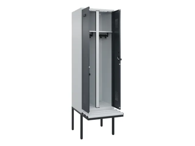 locker met bank,voor scheiding van kleding,HxBxD 2120x600x815mm,2vak