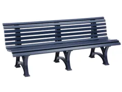 Kunststofbank 800x2000x420mm Zit H 410mm 12 Latten 3 Pootstellen Blauw