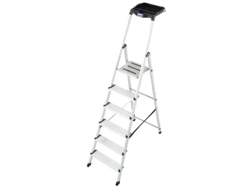 trapladder,eenzijdig,6treden,bordes m. antislip elementen,balk L 2,05m
