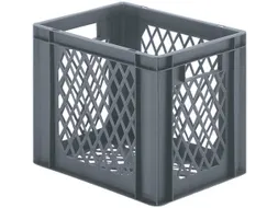 Euronorm-stapelbak 29l 320x400x300mm Wanden/bodem Opengewerkt Grijs