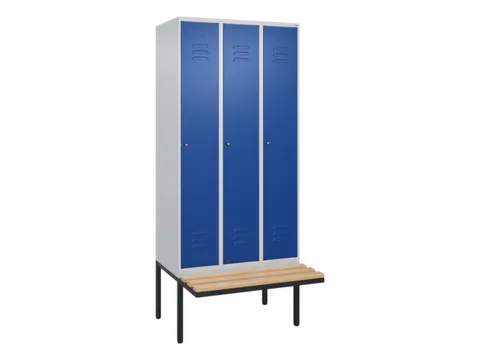 locker met bank,HxBxD 2120x900x815mm,3vak,vak B 300mm,cil.-slot
