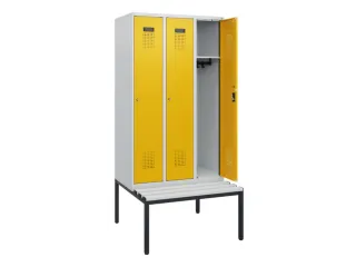 locker met bank,HxBxD 1950x900x815mm,3vak,vak B 300mm,cilinderslot - 1