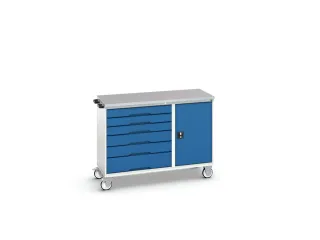 montagetafel 980x1300x600mm linoleumblad 6 laden kast front RAL7016 - 1