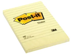 Memoblok 3M Post-it 660 102x152mm lijn geel