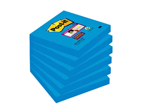 Memoblok Post-it 654 Super Sticky 76x76mm blauw 90 vel