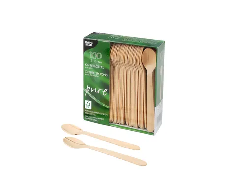 Koffielepel Papstar 110mm hout 100 stuks