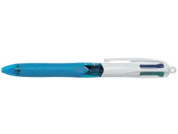 Balpen Bic 4kleuren grip medium lichtblauw
