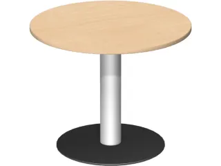 vergadertafel,HxØ 720x900mm,rond,schotelvoet RAL9006,blad beuken - 1