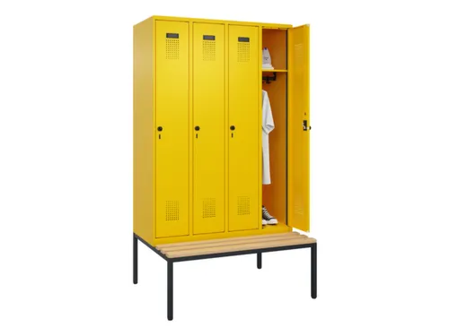 locker met bank,HxBxD 2120x1200x815mm,4vak,vak B 300mm,draaigrendel