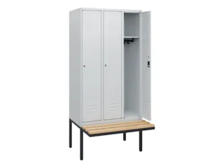 locker met bank,HxBxD 1950x900x815mm,3vak,vak B 300mm,cil.-slot - 2