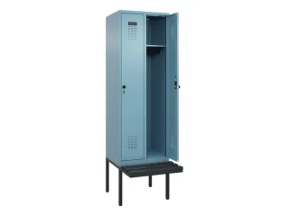 locker met bank,HxBxD 2120x600x815mm,2vak,vak B 300mm,draaigrendel - 1