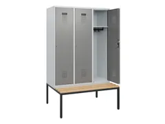 locker met bank,HxBxD 1950x1200x815mm,3vak,vak B 400mm,cilinderslot