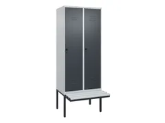 locker met bank,HxBxD 2120x800x815mm,2vak,vak B 400mm,draaigrendel
