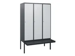 locker met bank,HxBxD 1950x1200x815mm,3vak,vak B 400mm,cil.-slot