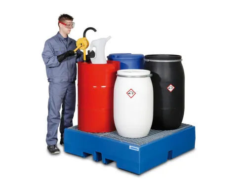 PE-opvangbak,v. 4x200l vat,opvangvol. 405l,HxBxD 350x1300x1300mm
