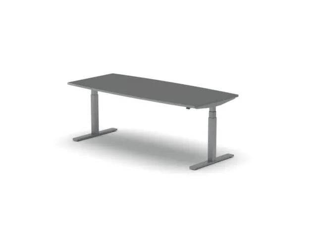 Elektrisch ihv Vergadertafel Vatvorm 2000x800mm Alu + Donkergrijs Blad