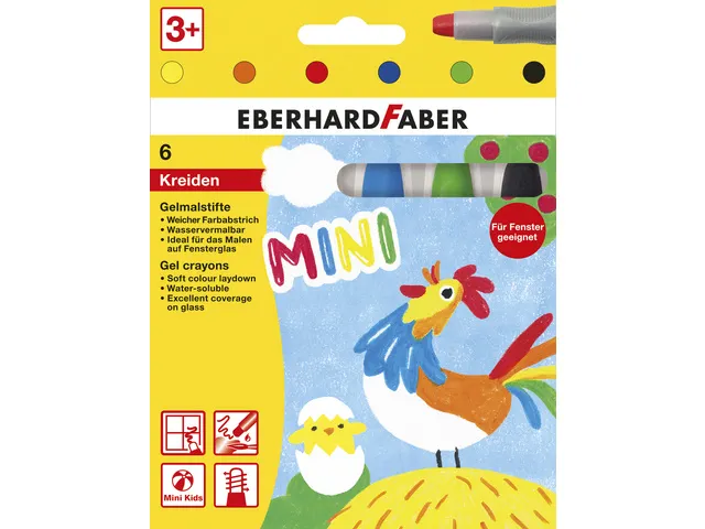 Gelkleurpotloden Eberhard Faber 6 kleuren in karton etui